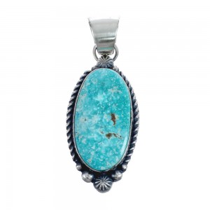Native American Navajo Genuine Sterling Silver And Turquoise Pendant JX126618