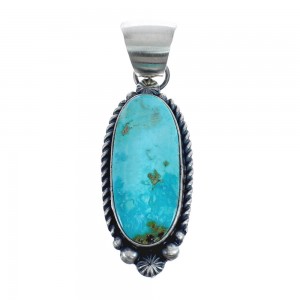 Native American Navajo Genuine Sterling Silver And Turquoise Pendant JX126619