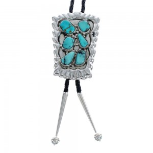 Native American Navajo Turquoise Sterling Silver Bolo Tie JX126516