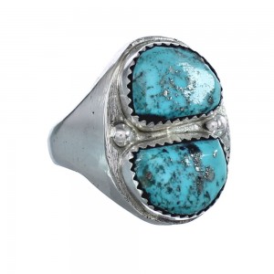 Turquoise Navajo Genuine Sterling Silver Ring Size 10-3/4 JX126555