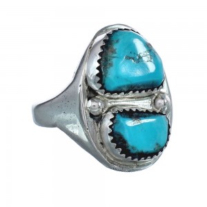 Turquoise Navajo Genuine Sterling Silver Ring Size 9-1/2 JX126556