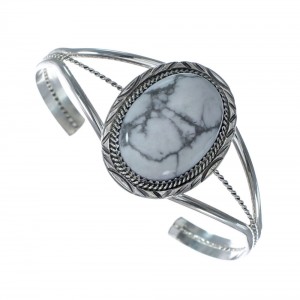 Howlite Genuine Sterling Silver Navajo Cuff Bracelet JX126295