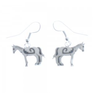 Horse Sterling Silver Navajo Hook Dangle Earrings AX125722