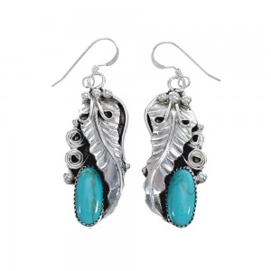Sterling Silver And Turquoise Navajo Hook Dangle Earrings AX125708