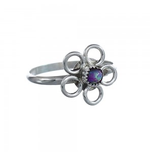 Native American Opal Sterling Silver Flower Ring Size 5 AX125664