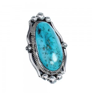Native American Turquoise Sterling Silver Ring Size 9-1/2 JX126471