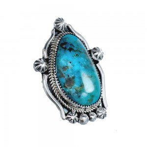 Native American Turquoise Sterling Silver Ring Size 10-1/2 JX126473