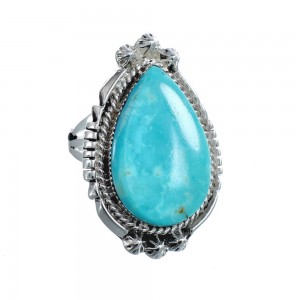 Native American Turquoise Sterling Silver Ring Size 8-3/4 JX126459
