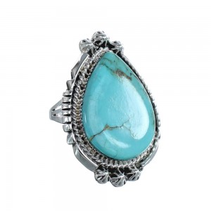 Native American Turquoise Sterling Silver Ring Size 6-3/4 JX126462