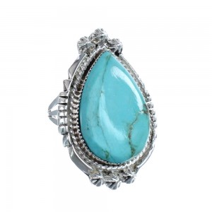Native American Turquoise Sterling Silver Ring Size 7-3/4 JX126467