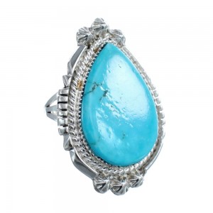 Native American Turquoise Sterling Silver Ring Size 6-3/4 JX126469