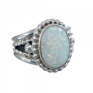 Native American Navajo Sterling Silver Opal Ring Size 6 AX125850