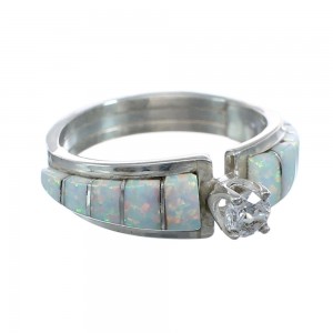 Opal Genuine Sterling Silver CZ Zuni Jewelry Ring Size 7 AX125822