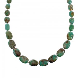 Kingman Turquoise Sterling Silver Navajo Bead Necklace AX126052