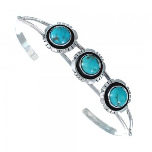 Native American Turquoise Genuine Sterling Silver Cuff Bracelet AX125908