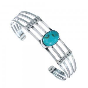 Turquoise Genuine Sterling Silver Navajo Cuff Bracelet AX125933