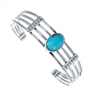 Turquoise Genuine Sterling Silver Navajo Cuff Bracelet AX125935