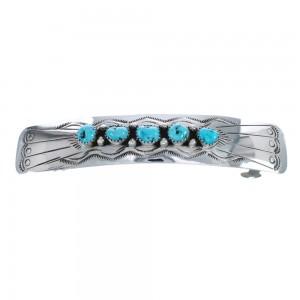 Navajo Sterling Silver Turquoise Hair Barrette JX125835