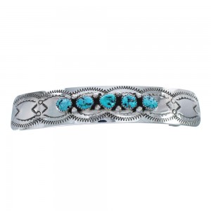 Navajo Sterling Silver Turquoise Hair Barrette JX125836