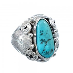Sterling Silver Turquoise Native American Feather Ring Size 12 AX126147