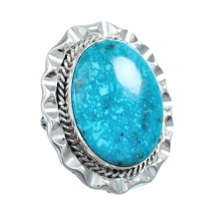 Authentic Sterling Silver Turquoise Navajo Hand Crafted Ring Size 7-3/4 AX126109