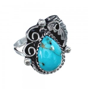 Turquoise Sterling Silver Navajo Ring Size 6-3/4 AX126092