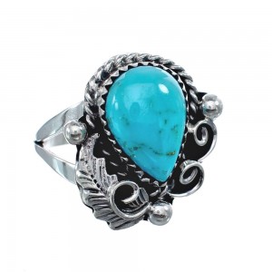 Turquoise Sterling Silver Navajo Ring Size 7-3/4 AX126094