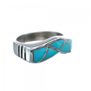 Native American Zuni Sterling Silver Turquoise Ring Size 6-1/4 AX126465
