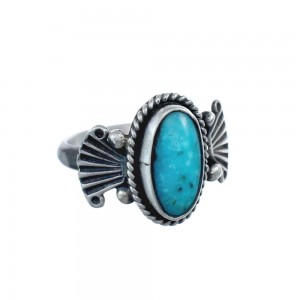 Native American Turquoise Genuine Sterling Silver Navajo Ring Size 7 AX126400