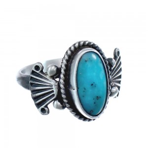 Native American Turquoise Genuine Sterling Silver Navajo Ring Size 6 AX126404