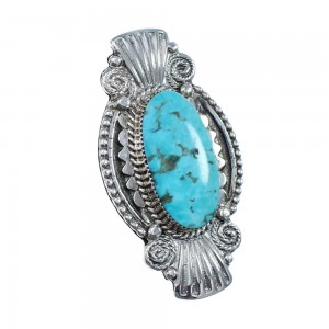 Native American Sterling Silver Real Turquoise Ring Size 7-1/4 AX126420