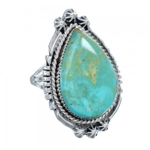 Native American Turquoise Genuine Sterling Silver Navajo Ring Size 8-3/4 AX126423