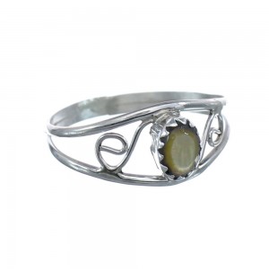 Native American Yellow Mother of Pearl Genuine Sterling Silver Ring Size 9 AX126392