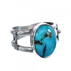 Native American Sterling Silver Turquoise Ring Size 6-3/4 AX126490