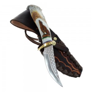 Hand Crafted Hunting Stag Knife Knife Ken Richardson Carve 9-1/2" JX126217