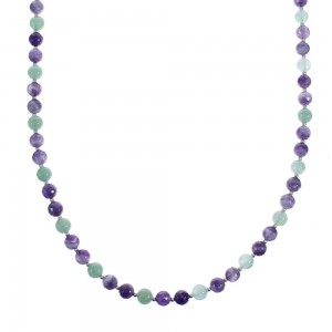 Native American Jade and Charoite Sterling Silver Bead Necklace JX127004