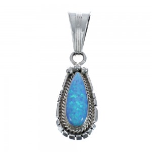 Sterling Silver Native American Blue Opal Pendant JX126345