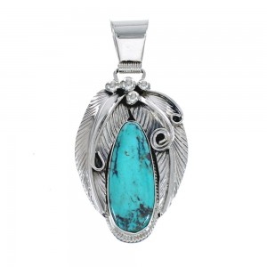 Turquoise Leaf Sterling Silver Native American Pendant JX126365