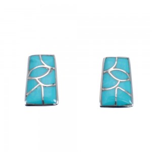Sterling Silver Zuni Turquoise Inlay Post Earrings JX126336