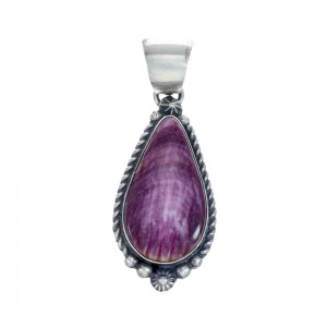 Authentic Navajo Purple Oyster Shell Sterling Silver Pendant JX127039