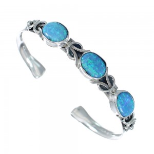 Opal and Authentic Sterling Silver Navajo Cuff Bracelet JX126299