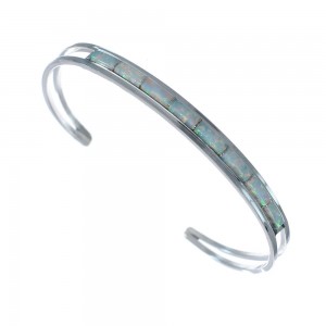 Native American Sterling Silver Opal Inlay Cuff Bracelet AX126319