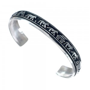 Tommy And Rose Singer Navajo Autentic Sterling Silver Storyteller Cuff Bracelet AX126701