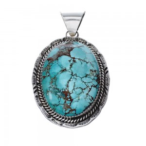 Native American Authentic Turquoise Sterling Silver Pendant JX126645