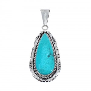 Native American Authentic Turquoise Sterling Silver Pendant JX126647