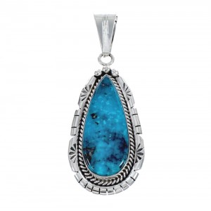 Native American Authentic Turquoise Sterling Silver Pendant JX126648