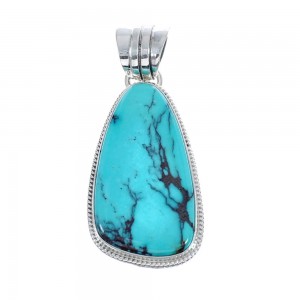 Native American Authentic Turquoise Sterling Silver Pendant JX126653