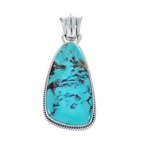 Native American Authentic Turquoise Sterling Silver Pendant JX126655