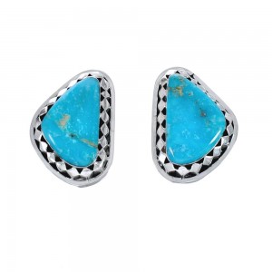 Native American Sterling Silver Turquoise Post Earrings JX126822