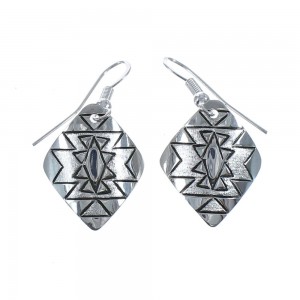 Native American Genuine Sterling Silver Hook Dangle Earrings JX126796